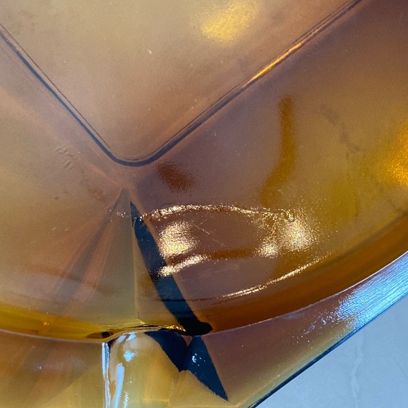 Vintage Mid Century Amber Glass Large Square Ashtray 8 Inches Man Cave Bar Decor - Picture 6 of 7